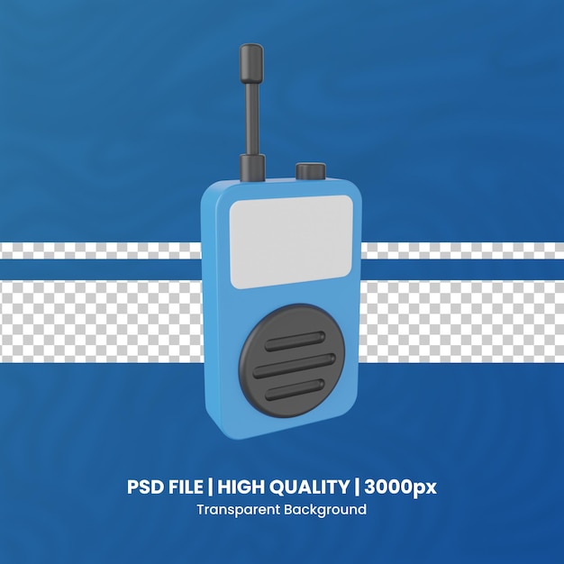 PSD 3d walkie talkie wysokiej jakości render przejrzysty tło radio 3d render ikona pakiet