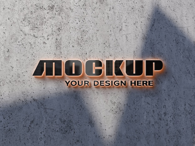 PSD 3d wall logo mock-up with shadow