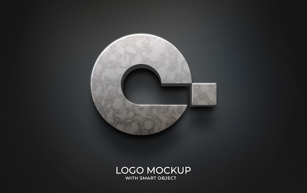 PSD 3d wall logo mockup embossed