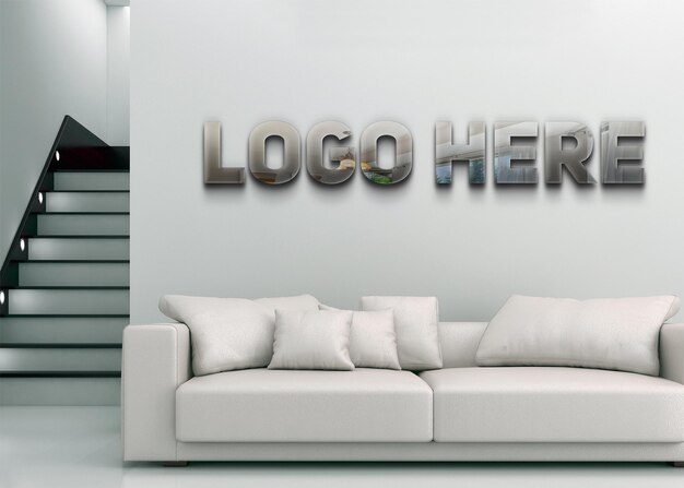 3d wall logo mockup