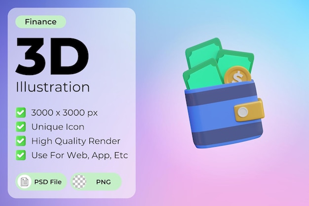 PSD 3d 지갑 일러스트