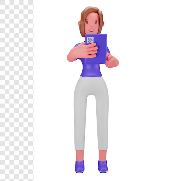 PSD 3d waman hands holding a tablet