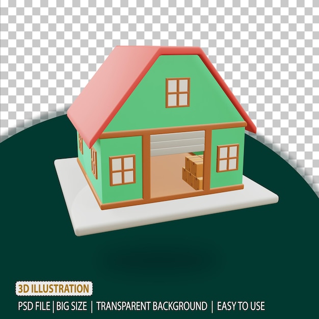 3d warehouse icon delivery rendering with transparent background