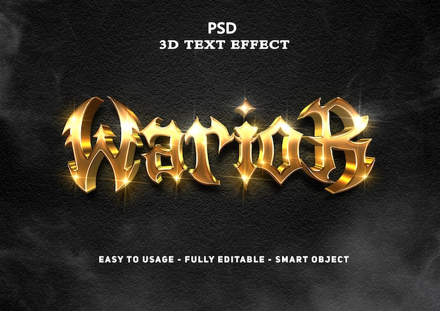 3d warior text style effect