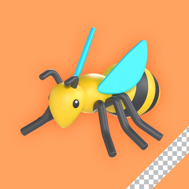 PSD 3d wasp illustration with transparent background