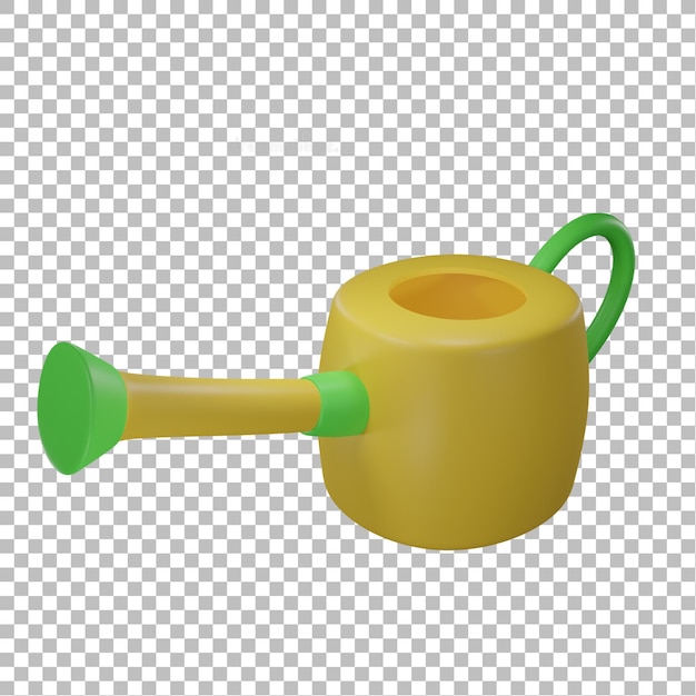 PSD 3d watering can right view with transparent background
