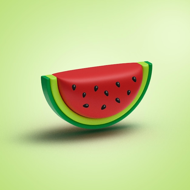 3d watermeloen met een groene achtergrond