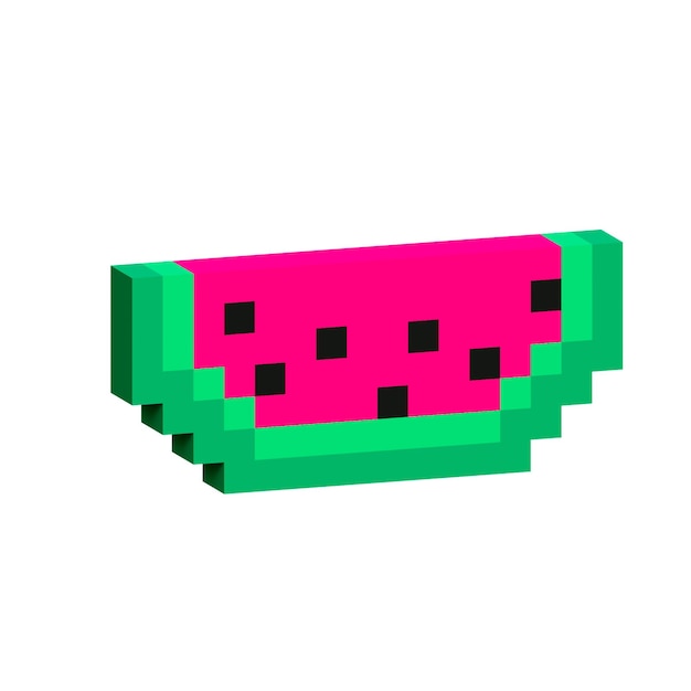 3d watermelon slice pixel fruit png 3d pixel art fruit retro game fruit assets voxel food pack