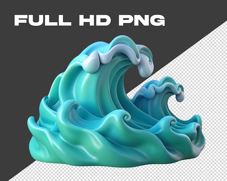 PSD 3d wave icon full hd png
