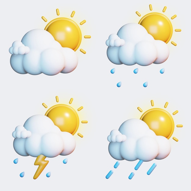 PSD pacchetto di icone meteo 3d