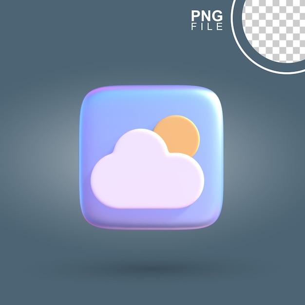 3D Weather Icon Sun and Clouds in Harmony