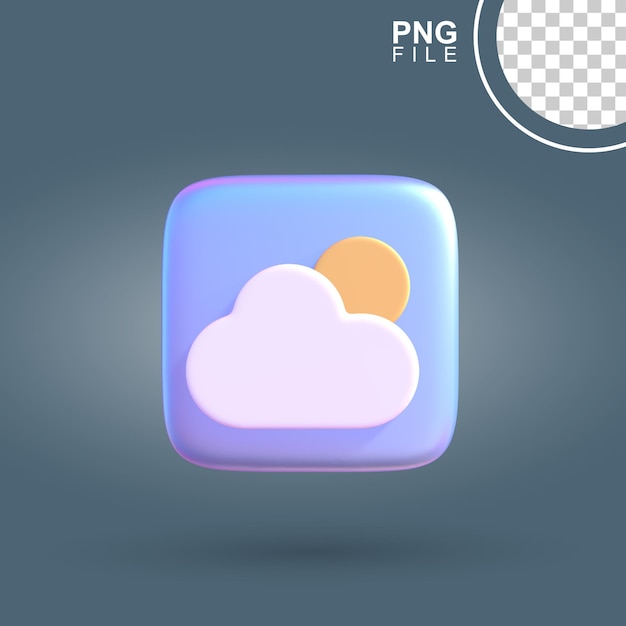 PSD 3d 기상 아이콘 태양과 구름의 조화