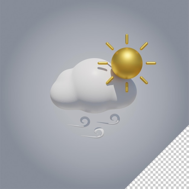 PSD 3d иконки погоды солнце и ветер