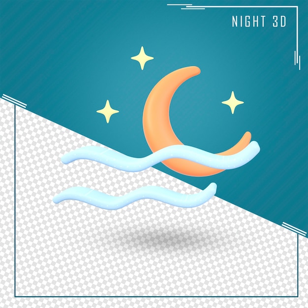 PSD 3d weather night moon wind icon