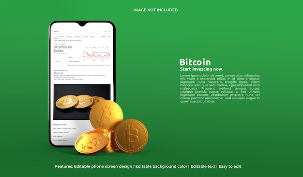 Mockup di web design 3d di criptovaluta