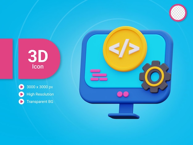 PSD 3d web development icon