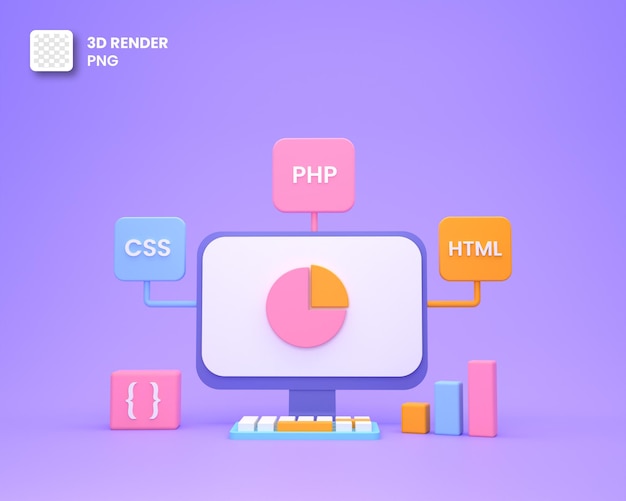 3d веб-разработка или разработка программного обеспечения или кодирование и программирование веб-дизайна