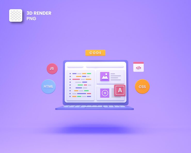 PSD 3d web development or software development or web design coding and programing