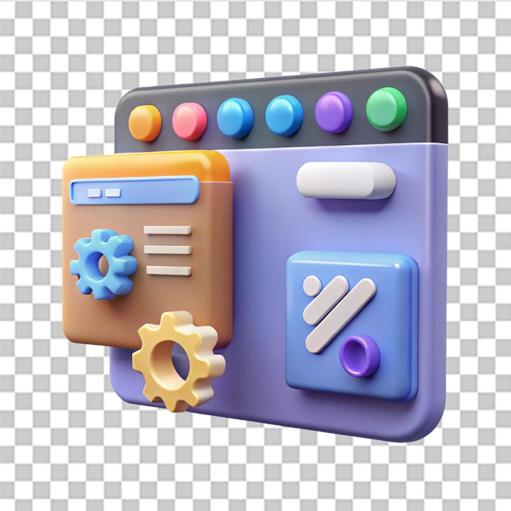 PSD 3d web development user interface ui or coding and programming