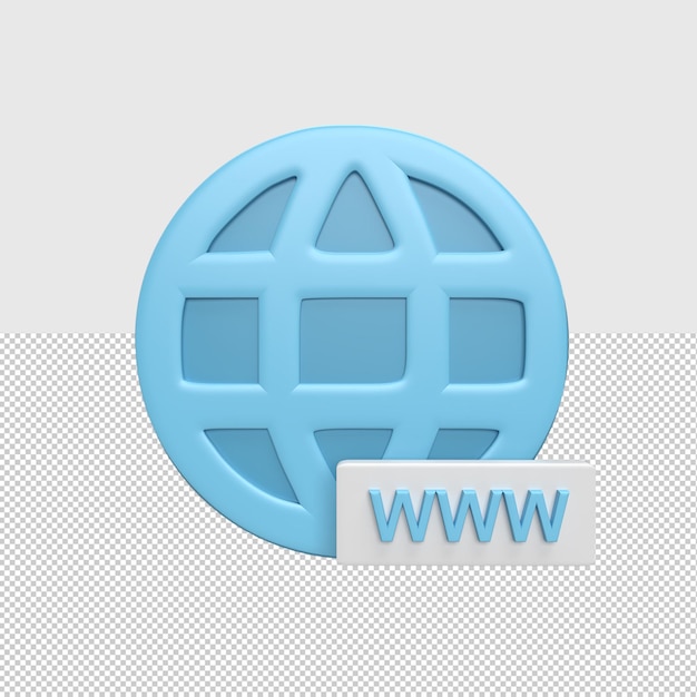 3D web icon with www concept rendered illustration