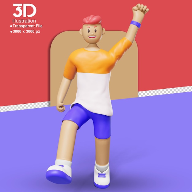 3d web illustration youth character pose on isolated background