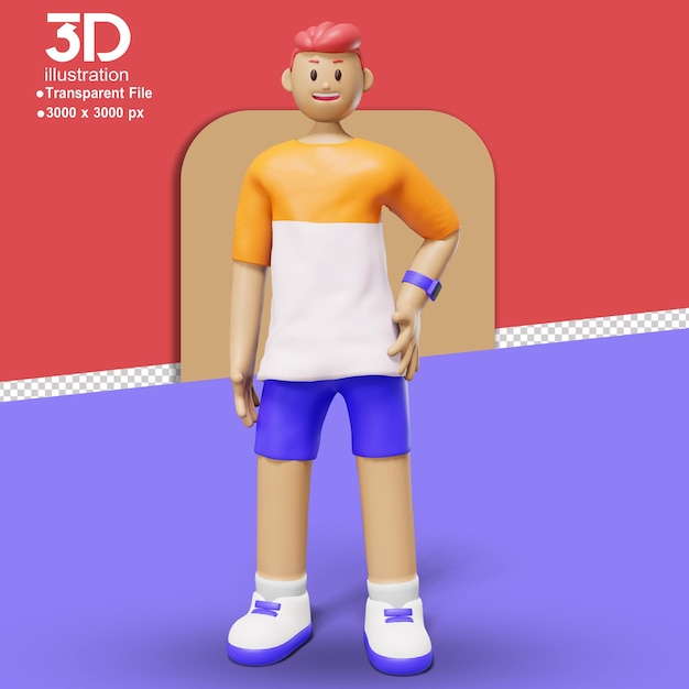 3d веб-иллюстрация молодежный персонаж поза на изолированном фоне