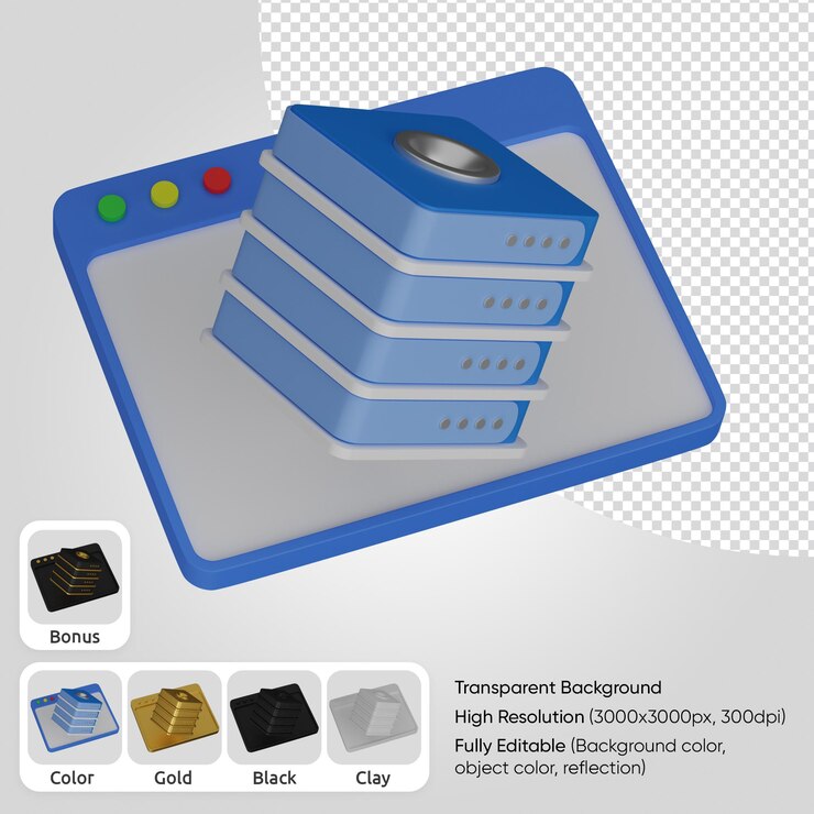 PSD 3d web layout with database