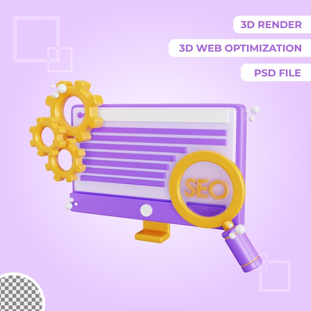 PSD 3d web optimalisatie pictogram geïsoleerde object illustratie