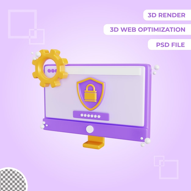 PSD 3 d の web セキュリティ アイコン分離オブジェクト図