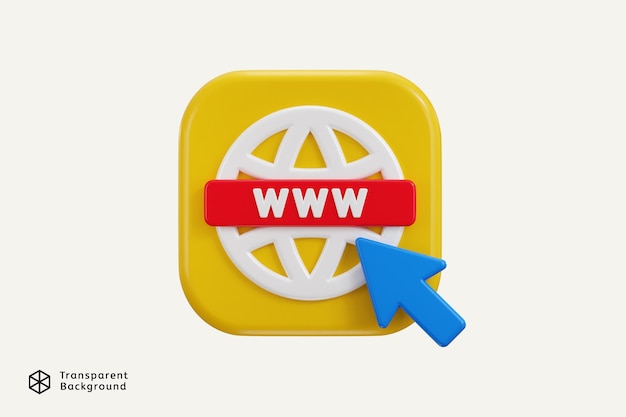 3d webbrowser icoon 3d render illustratie met geklopt door world wide web browser icoon