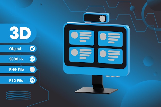 PSD 透明な背景を持つ3dウェブカメラオブジェクト