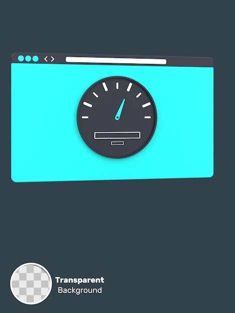 3d-website en snelheidsmeter voor webprestaties transparante achtergrond