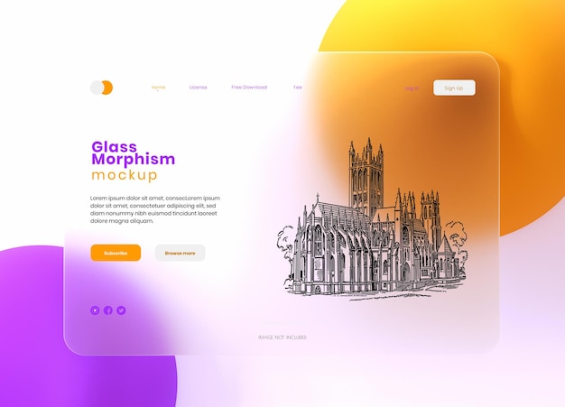3d презентация интерфейса веб-сайта макет стеклянного морфизма с эффектом размытого или матового морфизма