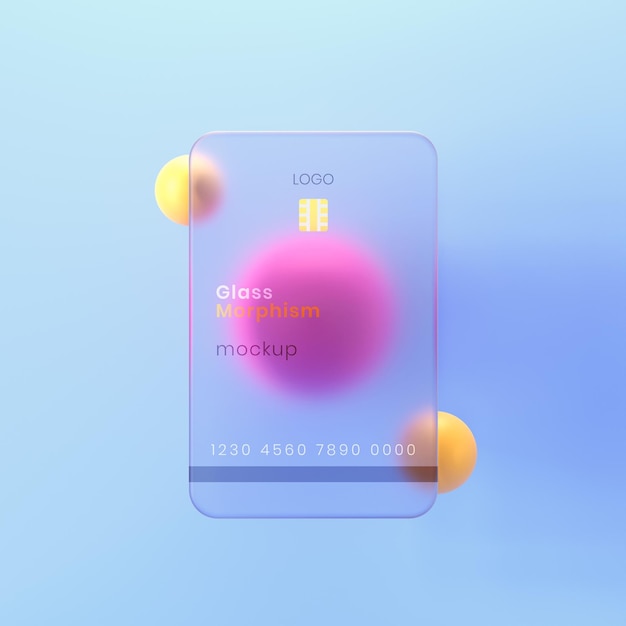 PSD 3d website interface presentation mockup with blurred or frosted glass morphism effects
