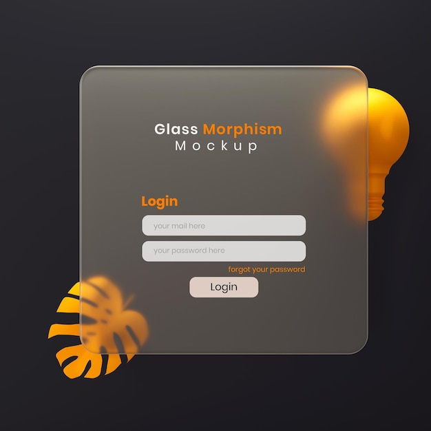 3D Website-interfacepresentatie Glasmorfismemodel met wazig of matglasmorfisme-effect