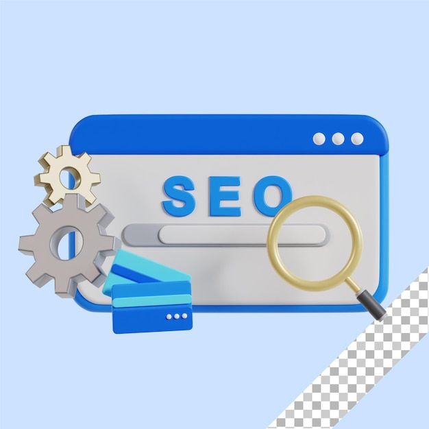 3d website settings icon with transparent background