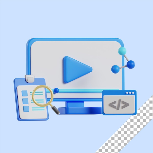 3d website settings icon with transparent background