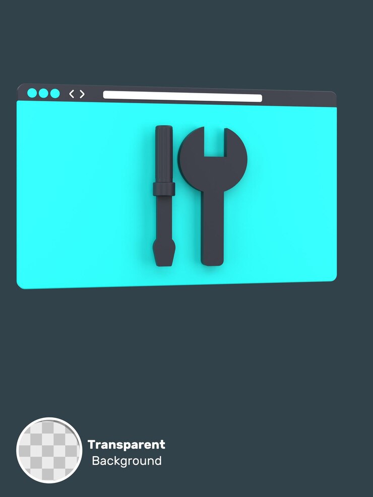PSD 3d web サイトと web メンテナンス用ツールの透明な背景