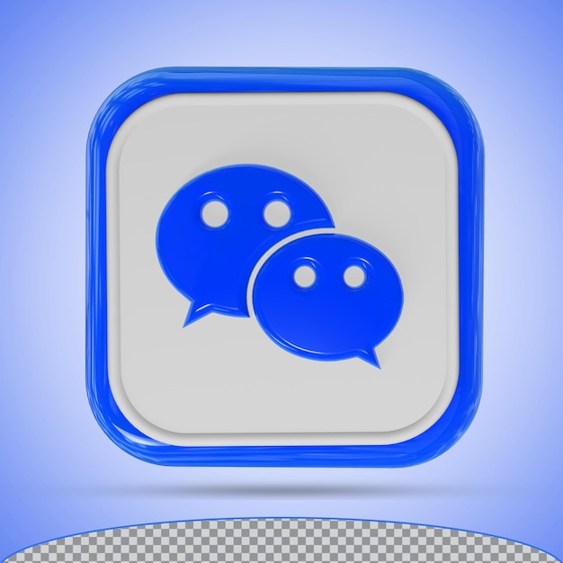 3d wechat logo in modern style color blue for social media icons logos