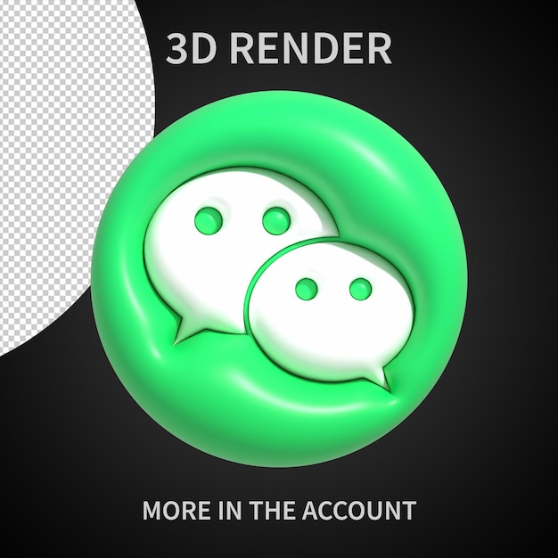 3D Wechat logo on transparent background