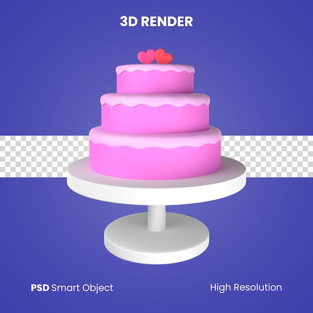 PSD 3dウエディングケーキレンダリング分離