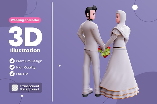 3d wedding couple character illustration