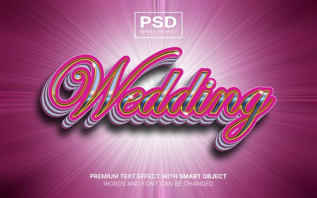 3D結婚式の編集可能なテキスト効果