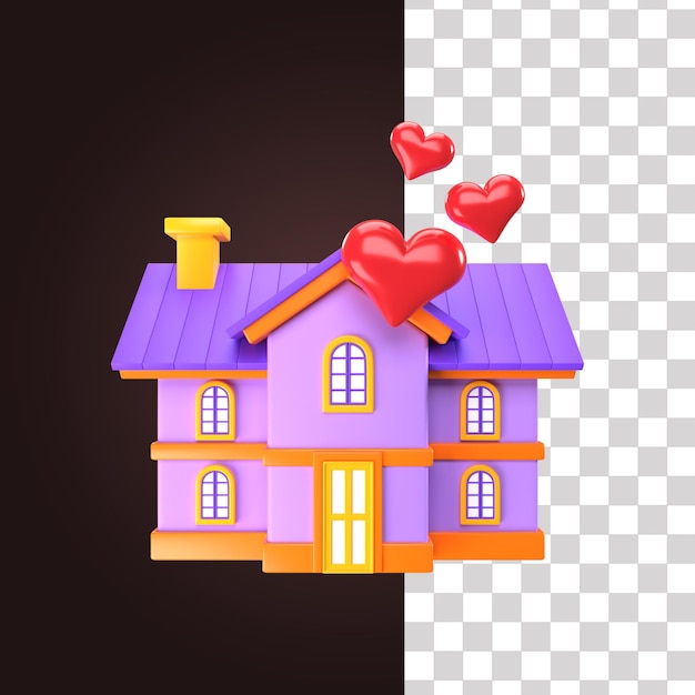 PSD 3d wedding house illustration