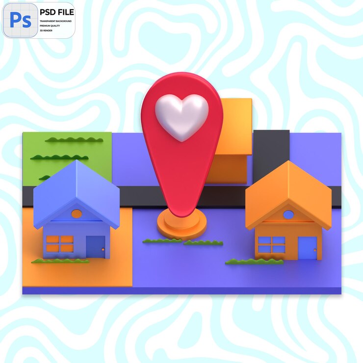 PSD 3d ウェディングロケーション イラスト レンダリング アイコン 孤立 png