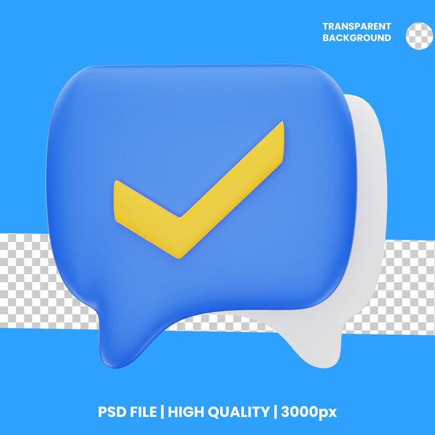 PSD 3d-weergave chat check icoon object