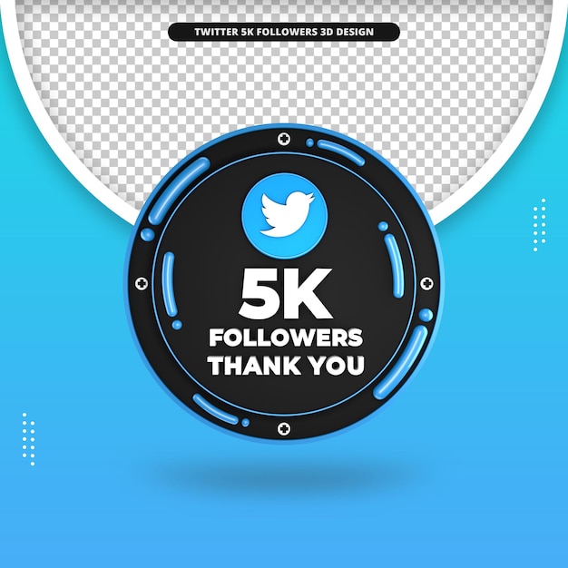 3d-weergave van 5k volgers op twitter-ontwerp