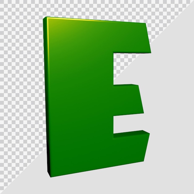 3D-weergave van alfabet letter e