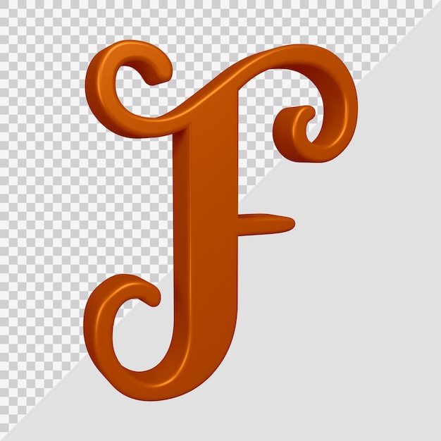 3d-weergave van alfabet letter f