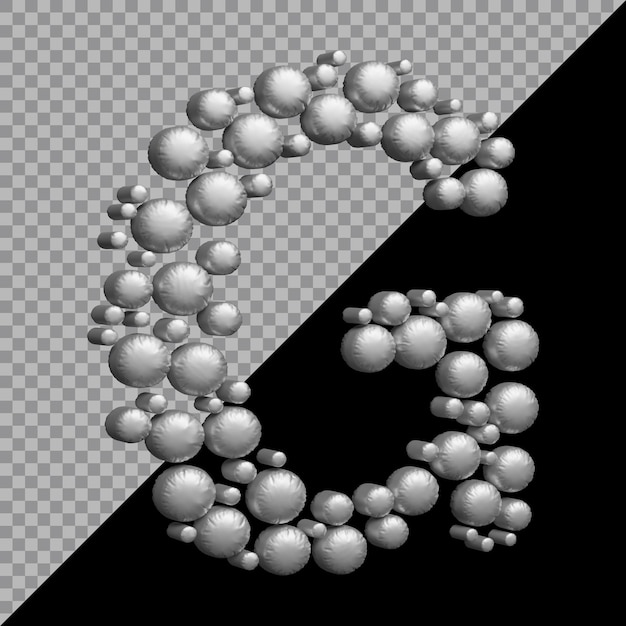 3d-weergave van alfabet letter g ballon zilver